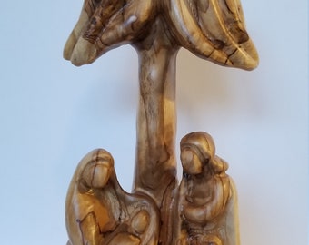 Olive Wood Holy Family Palm Tree