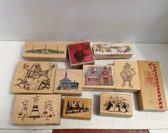 Vintage Rubber Stamp Grabbag Christmas #1