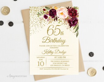 65th Birthday Invite Etsy