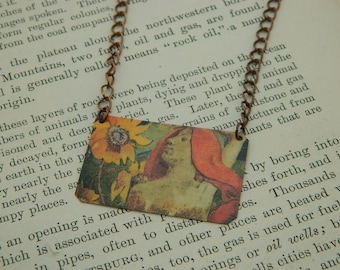 Art necklace Paul Gauguin mixed media jewelry