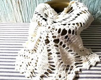 Vintage Hand Crochet Cotton Doily, Shabby Cottage, Arts Crafts Collage Project, Vintage Ephemera, Crochet Doily