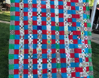 Vintage Machine and Hand Pieced Patchwork and Nine Patch Quilt Top