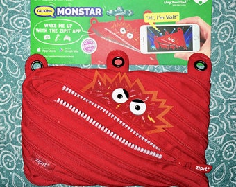 NWT, ZIPIT Red Talking Monstar 3 Ring Binder Pouch.
