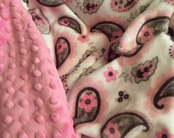 Pink Paisley Blanket, Toddler Blanket, Personalized Minky Blanket, Baby Girl Blanket, Baby Shower Gift, Lap Blanket, Toddler 40 x 50 in