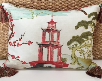 Red Pagoda - Throw Pillow - Home Decor Pillow