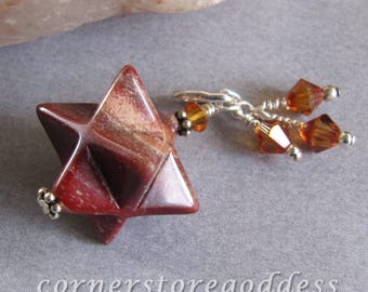 Jasper Merkaba Merkabah Charm Zipper Pull by Cornerstoregoddess