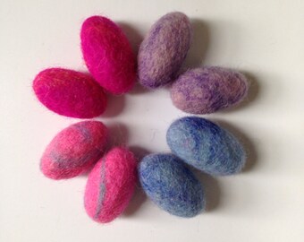 Mix of 8pcs Felted Wool Pebbles