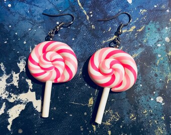 Lolipop Earrings - Pink Swirls