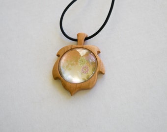 Original design finished hardwood pendant blank - Cherry - 30 mm cavity - (G603p-C)