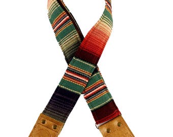 Green and Tan Saddle Blanket Fabric Guitar Strap