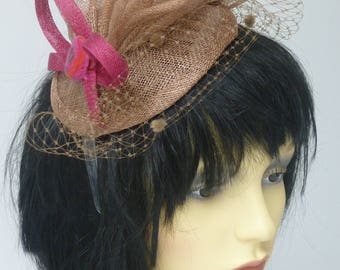 Brown and Pink Fascinator REDUCED