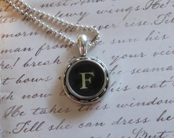 The Letter F Vintage Typewriter Key Pendant Necklace