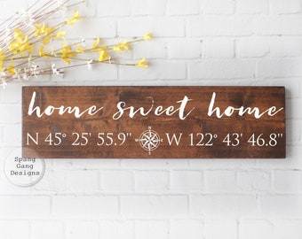 home sweet home | longitude latitude sign | GPS sign | coordinates sign | custom coordinates | wedding shower gift | GPS coordinates sign
