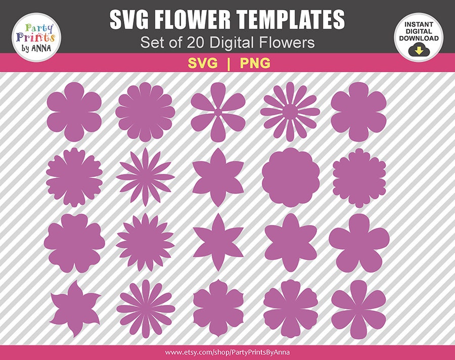 SVG Paper Flower TemplateVector Flowers PetalsDIY Paper