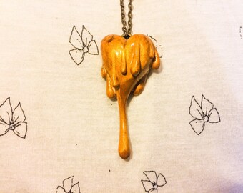 Melting Heart of Gold Polymer Clay Pendant
