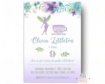 Fairy Tea Party Invitation - Fairy Birthday Invitation - Fairy Garden Invite - Floral Birthday Invitation PRINTABLE - Fairy Party Invite