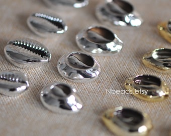 10pcs Natural Shell Charm Beads, Gold Silver Plated (V1272)