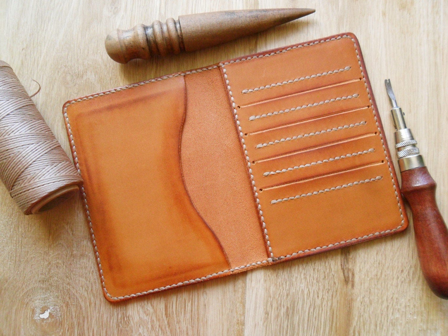 Leather travel wallet in Brown Travel document holder Passport