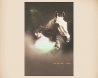 Lady With A Horse New 4x6 Vintage Postcard Image Photo Print LE200