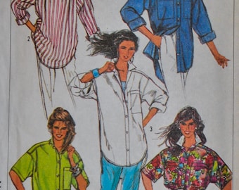 Vintage 1980s Simplicity 7901 Sewing Pattern, Tunic, Shirt Sewing Pattern, Designer Surf Club, Loose Fitting, Size 10 12 14 16, UNCUT