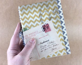 Hand Bound Journal - junk journal - postcard - Sketchbook - poetry book - tea stained pages - Birthday Gift - Graduation Gift