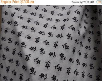 35% OFF SALE Black daisies on White cotton fabric