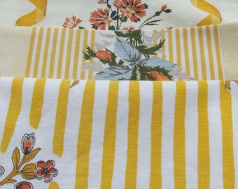 Antique Vintage French fabric bundle Ticking textile samples Summer Cornfield
