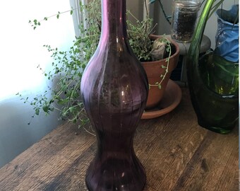Vintage Purple Amethyst Glass Bottle Weed Pot Vase Decorative Lavender