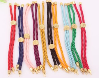 10-20pcs Mix color Charm Cotton Rope Bracelet,Adjustable Bracelet,Half-finished Cord Bracelet,Jewelry Supply for DIY