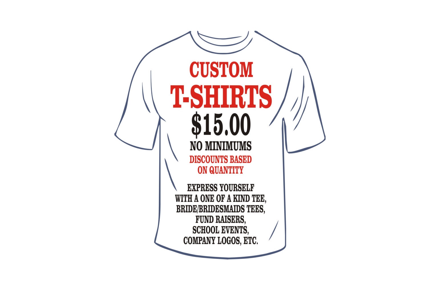 Custom Vinyl Printed T-Shirts No Minimums