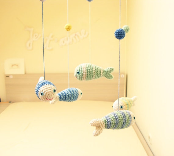 Items similar to Nautical Boy Nursery Decor, Fish Baby Mobile for
