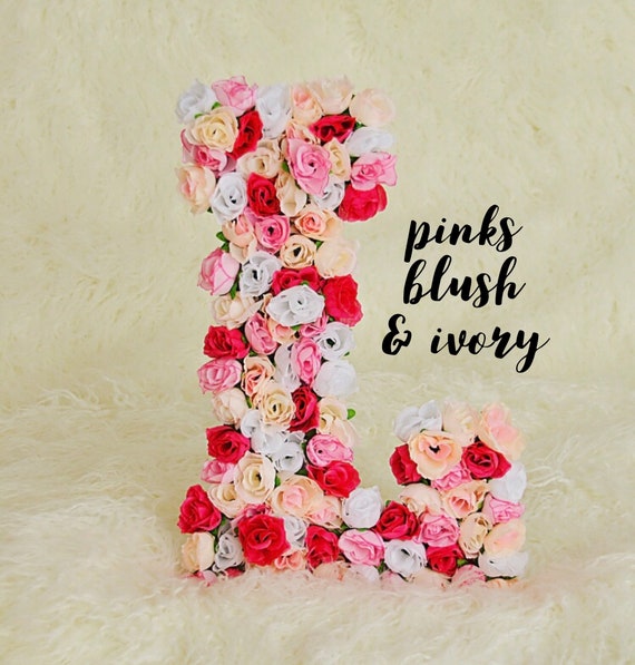 Custom Floral Letter in Pinks Blush & Ivory | Nursery Floral Initial | Floral Letters