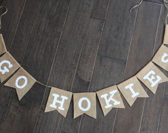 Virginian Tech Banner / Go Hokies Banner / VT Hokies / VT Banner / Custom Burlap Banner