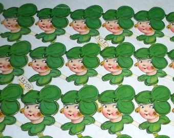 Vintage German paper cutouts scrap Cake Decorations Lucky clover girl