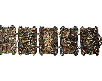 Dragon Gold Filigree Enamel Bracelet