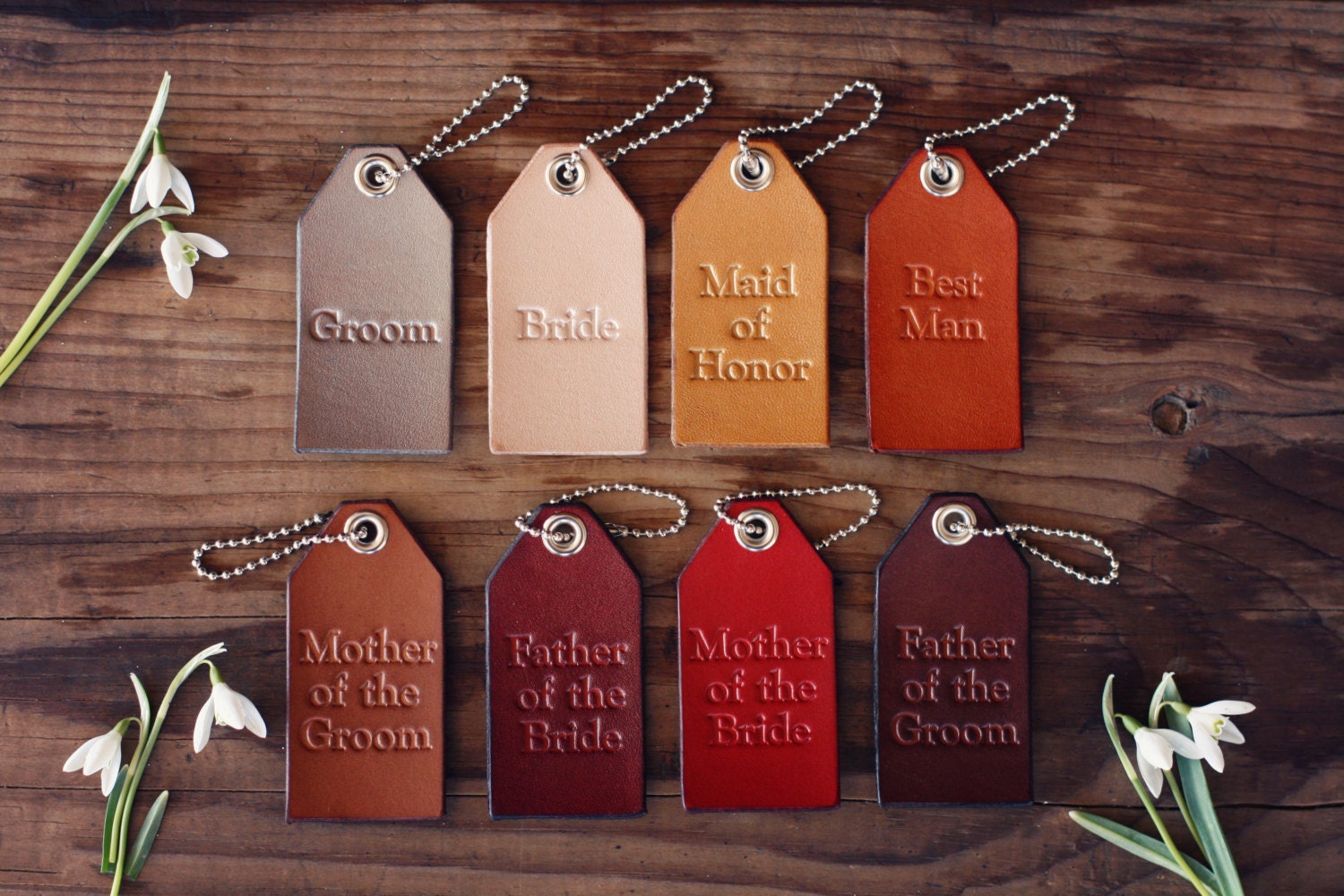 8 Wedding Favors Custom Leather Luggage Tags Keychain A set of 9 Wedding Favors Custom Personalized Leather Luggage Tags