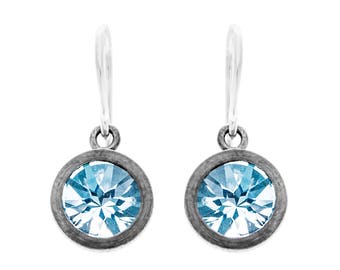 Blue topaz, sterling silver, drop earrings
