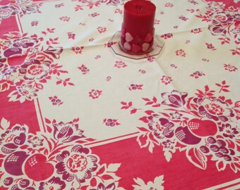 Red and maroon tablecloth