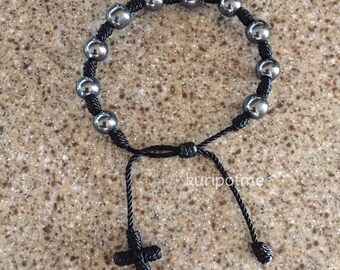 Hematite Knotted Rosary Bracelet - made to order