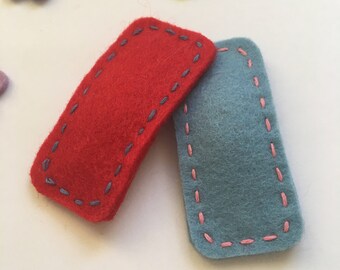 Back to school red and blue hair clip