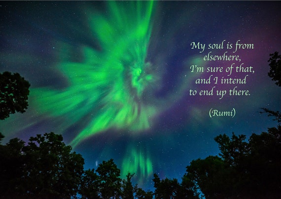 Rumi Quote Inspirational Poetry Greeting Card Aurora Angel