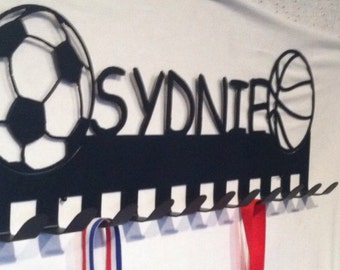 Personalized, medal hooks, Multi sports, medal holder, Pic the sports you want!!! Pic only 2 I can do more but message me.