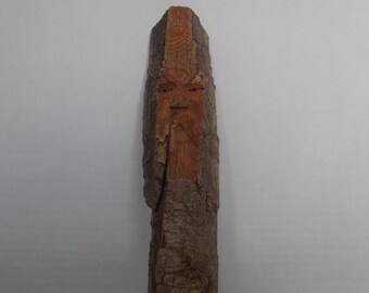 Hand Carved Cottonwood Wood Spirit. House Warming Anniversary Gift. Cottonwood Bark