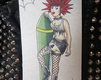 Nuklear Missile Punk Rock Girl Print