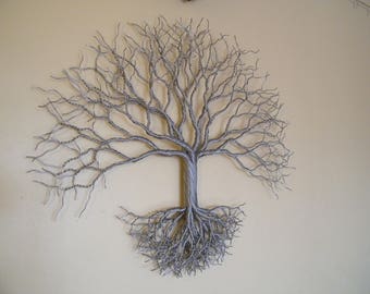 Silver Aluminium Twisted Wire Wall Art Celtic Tree of Life - Nature Sculpture