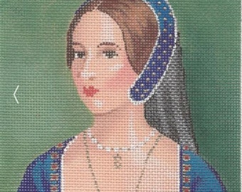 Needlepoint Handpainted Labors of Love TUDORS Anne Boleyn 5x5 -Free US Shipping!!!