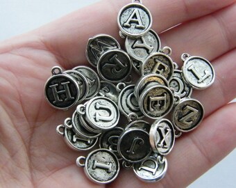 26 Letter whole alphabet charms antique silver tone