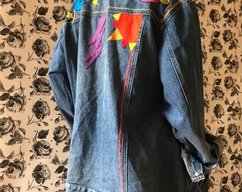 Vintage Celestial Embroidered Denim Jacket