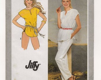 A Pullover Tunic / Beach Cover-Up and Straight Leg, Elastic Waist Pants Sewing Pattern for Women: Size 16, Bust 38" • Simplicity 9557