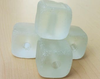 Tumbled Glass Cubes - Clear Frosted - Faux Seaglass
